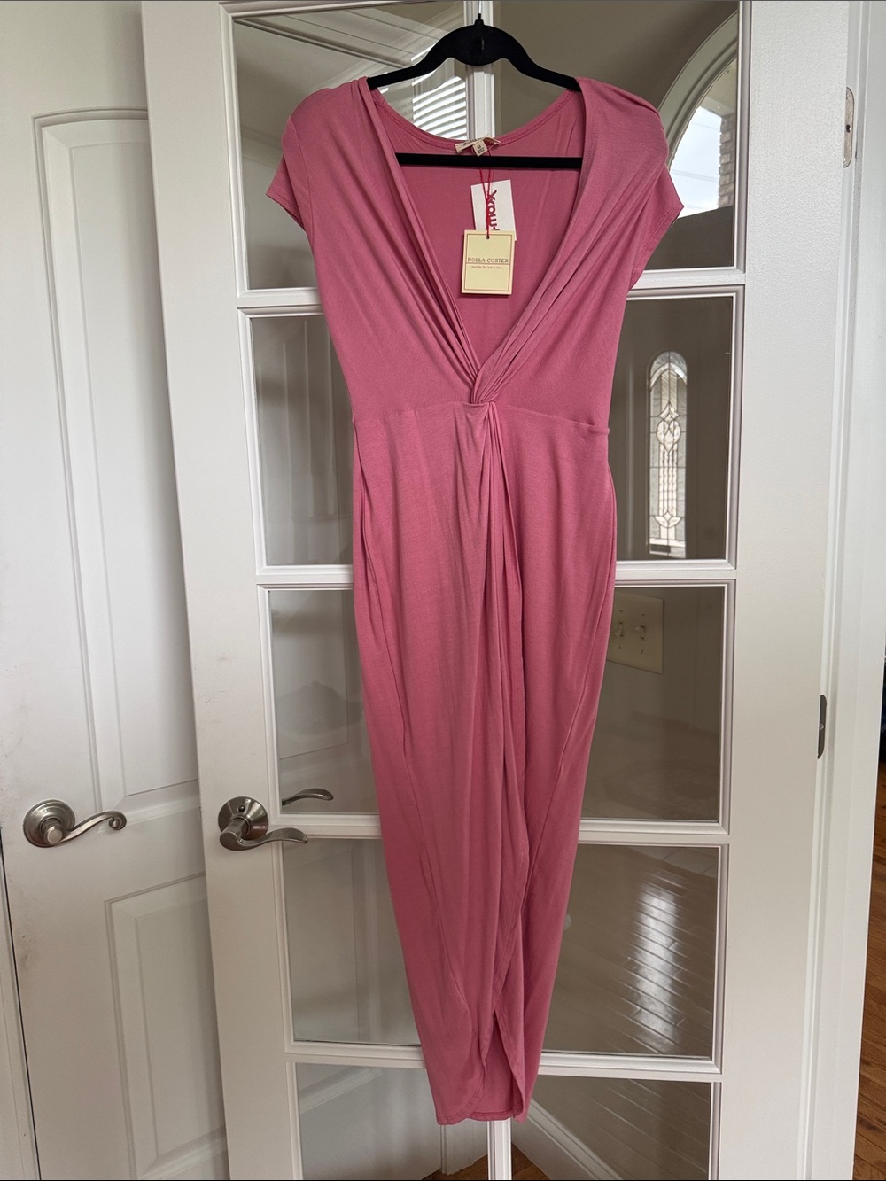 Women’s Pink Twisted Front Midi Dress